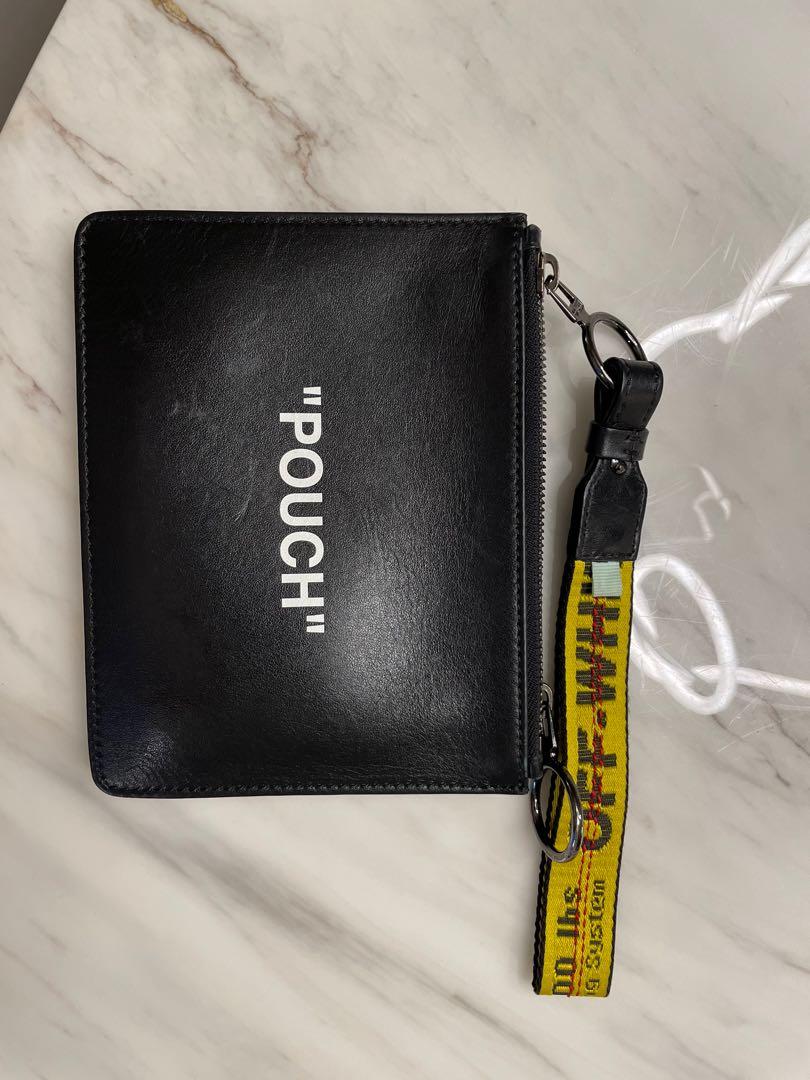 Off white leather pouch hot sale