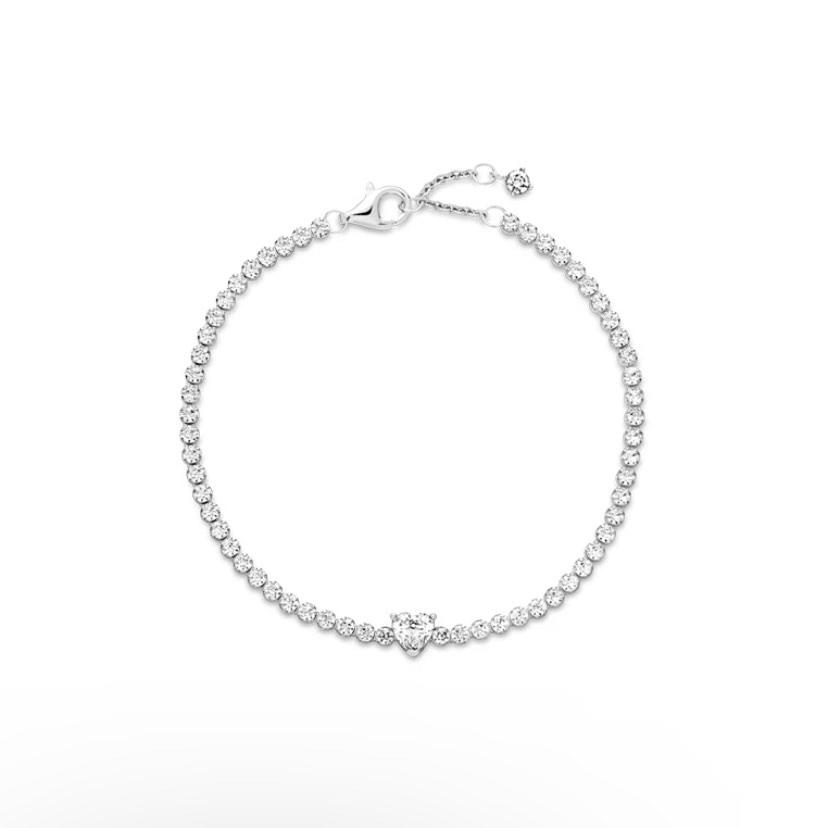 Pandora Sparkling Heart Tennis Bracelet, Women's Fashion, Jewelry