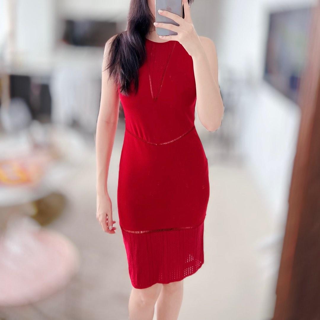 Red midi dress Women s Fashion Dresses Sets Dresses on Carousell