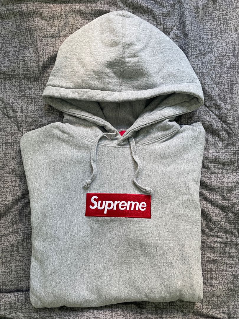 supreme box logo grey hoodie Carousell
