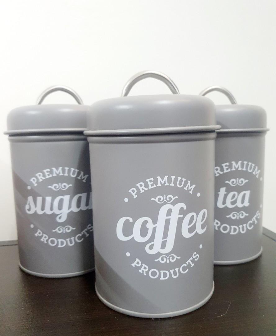 Tea, Coffee, Sugar Canister 3in1 Canister, Furniture & Home Living