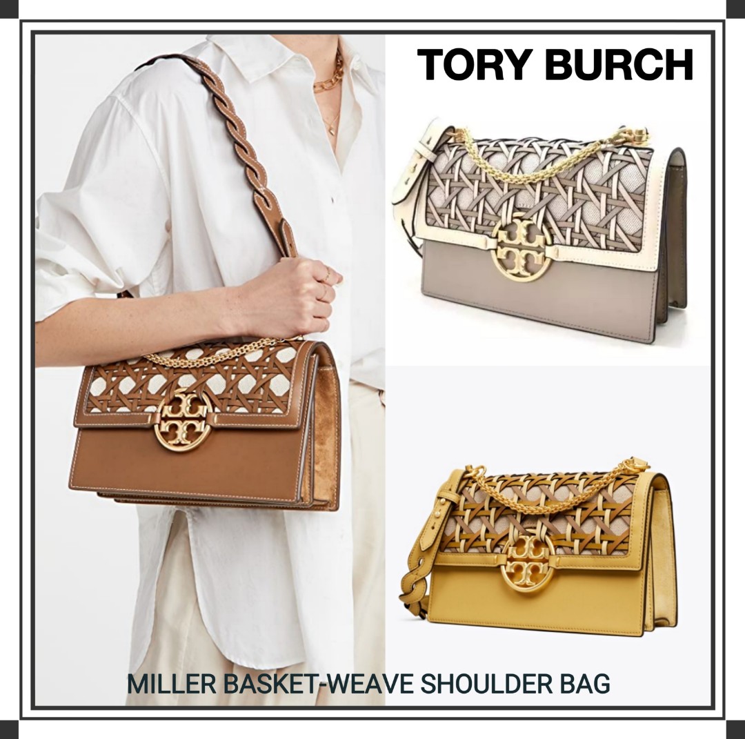 Tory Burch Ladies Cornbread Miller Basket-Weave Shoulder Bag 86459