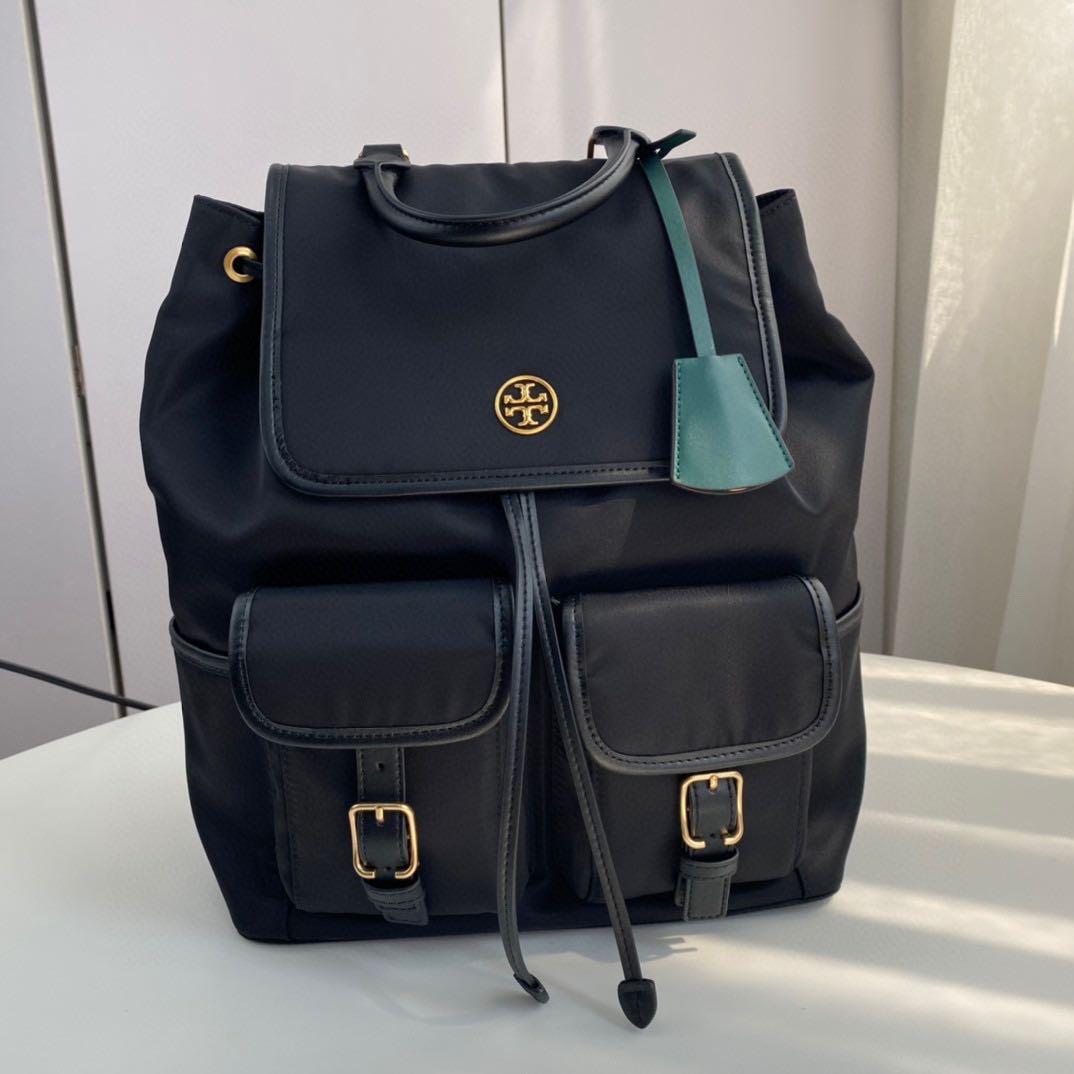 Tory Burch piper flap nylon backpack, Luxury, Bags & Wallets on Carousell