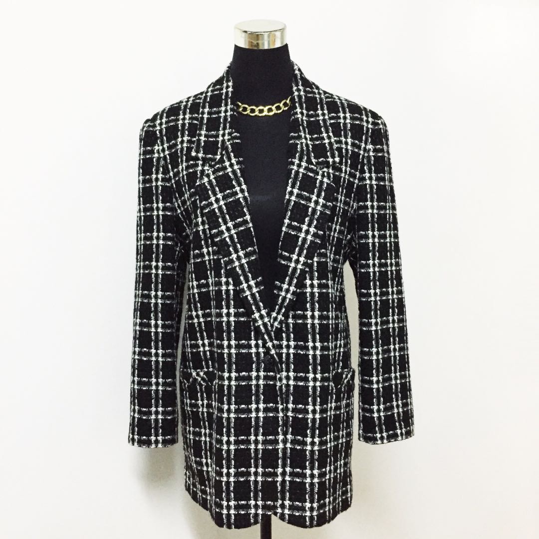 Tweed Long Blazer, Women's Fashion, Coats, Jackets and Outerwear on ...