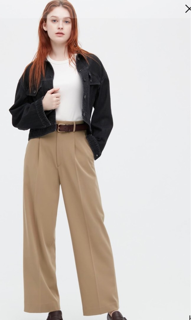 Uniqlo Pleated Wide Pants (Unisex), Women's Fashion, Bottoms, Other Bottoms  on Carousell