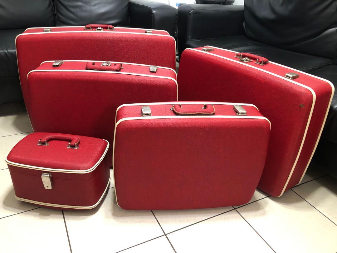 Vintage Suitcase set (Category: Luxury Bags & Wallets) located in Quezon City. Submitted by van007 (Listing ID 1182781668, Image 1). Description: Vintage Suitcase set of 5 pcs circa 1960s. Very good condition. Made in England Cheney brand complete with keys. Made of hard vinyl case. Ideal for display in your man cave or den.