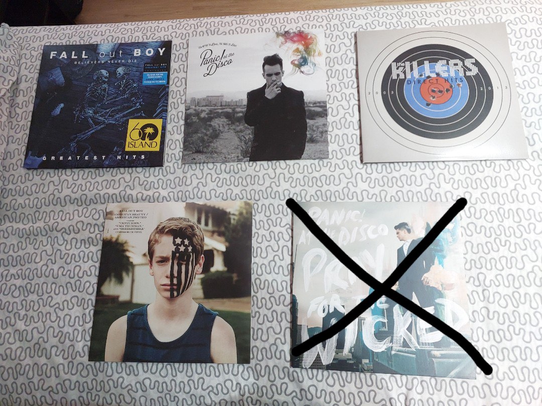 Vinyls for sale!! Fall out boy, Panic at disco! and more!!, Hobbies & Toys, Music & Media, Vinyls on Carousell