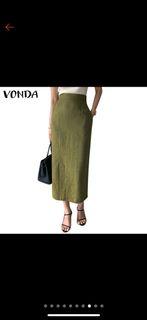 Green Khaki Long Skirt