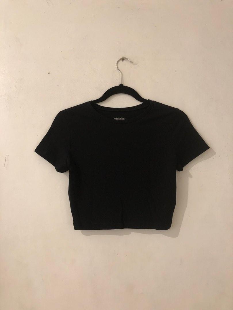 Wild Fable Black Cropped Tee, Women's Fashion, Tops, Shirts on