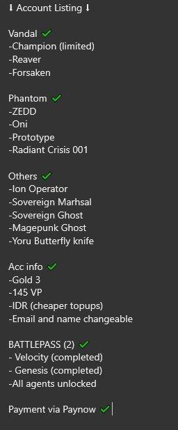 WTS Valorant account