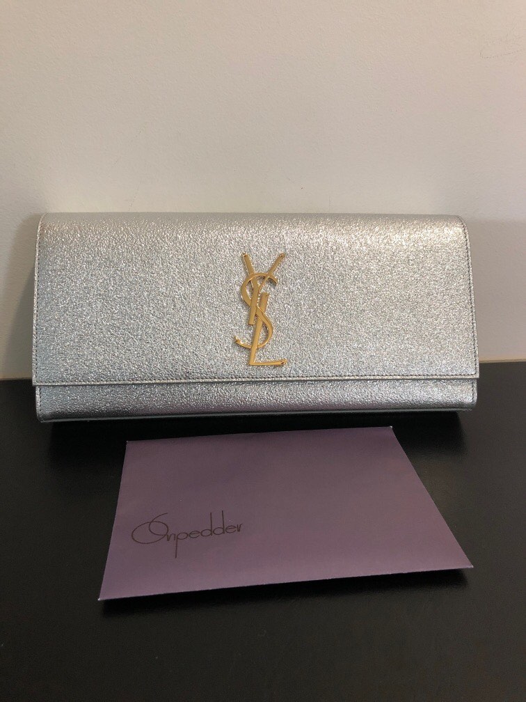 YSL Silver Clutch, Luxury, Bags & Wallets on Carousell