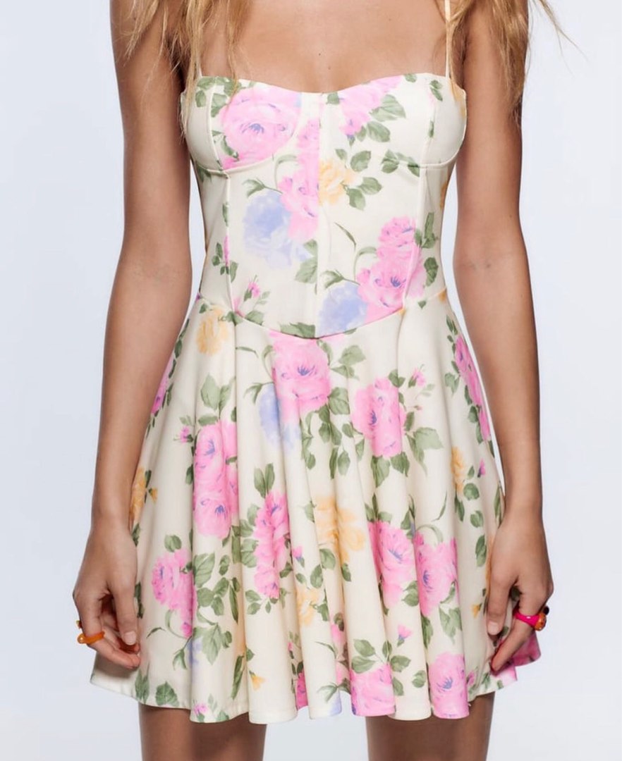 Zara floral corset dress, Women's Fashion, Dresses & Sets, Dresses on Carousell