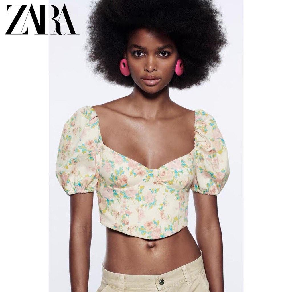 Zara tube floral bustier top