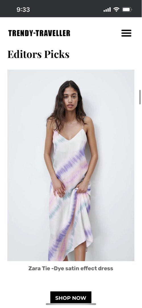 ZARA Rainbow Tie Dye Satin Dress