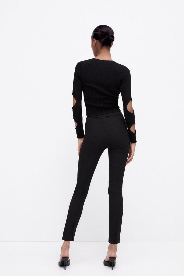 Zara Ribbed split-hem leggings, Women's Fashion, Bottoms, Jeans & Leggings  on Carousell