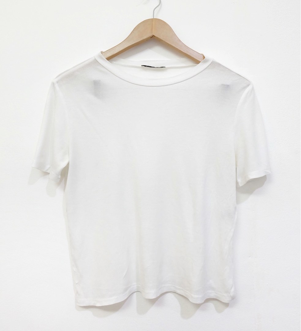 Zara White Tee, Women's Fashion, Tops, Shirts on Carousell