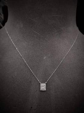 18K White Gold Rectangular Diamond Necklace