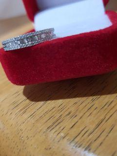 18k White Gold TCW .50  Genuine Round Baguette Diamond Ring