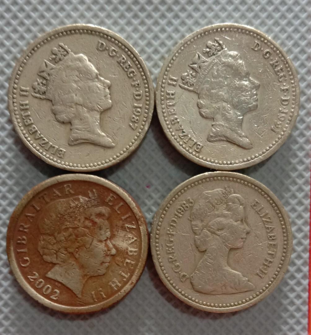 4pcs One Pound UK Queen Elizabeth coin (Category: Currency) located in Cabuyao City. Submitted by reyesjim60 (Listing ID 1182989270, Image 2). Description: 4pcs One Pound United Kingdom Queen Elizabeth coin,circulated.