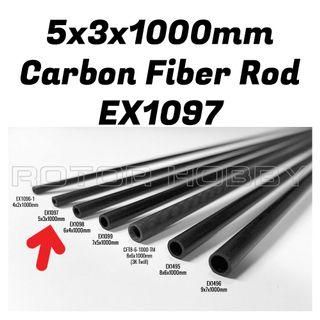 5x3x1000mm Carbon Fiber Tube (Hollow). 1 metre long. Code: EX1097