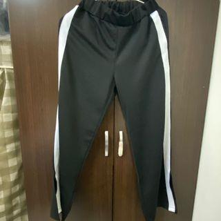 運動風維開衩寬褲