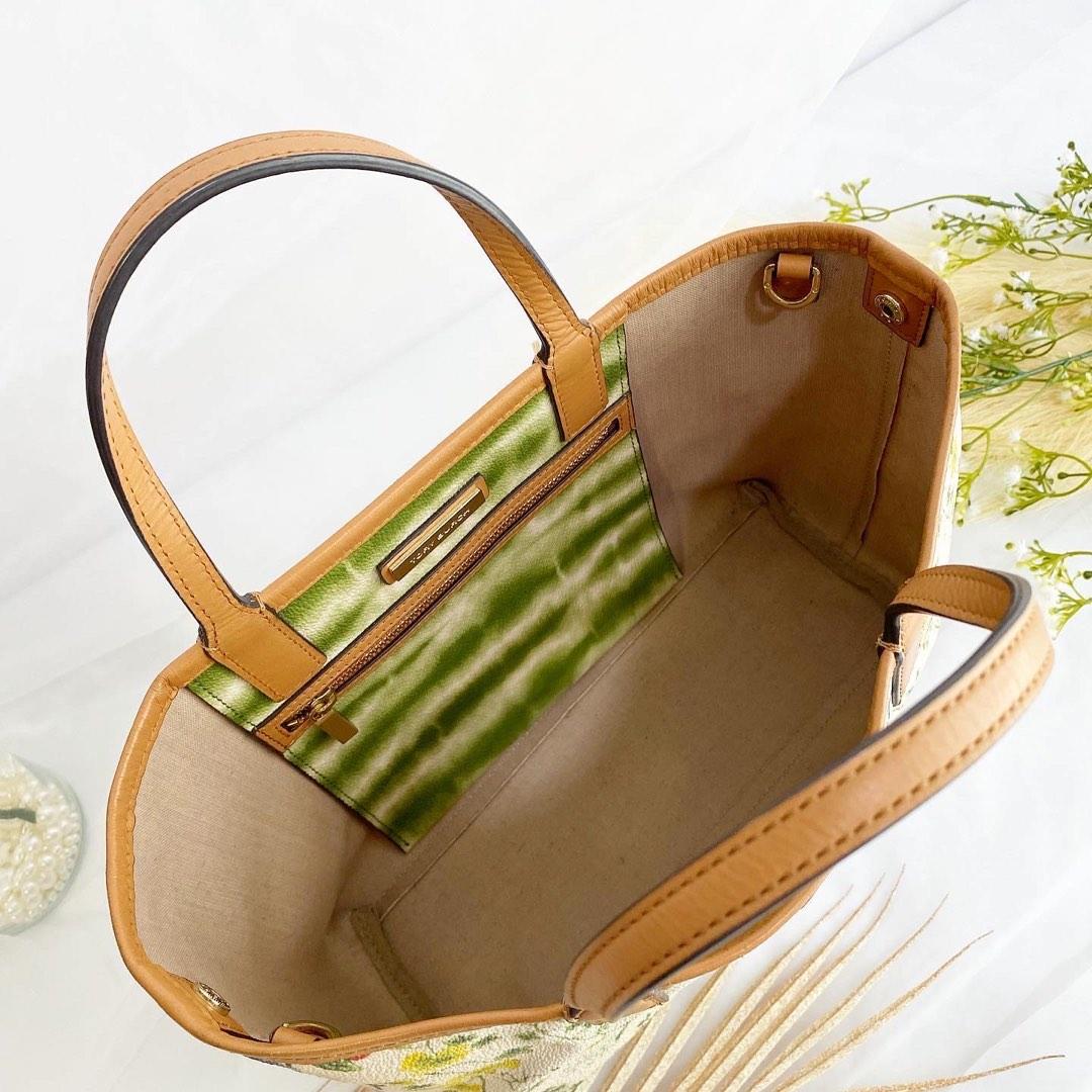 Authentic Tory Burch Watercolor Botanical Kerrington Shopper Handbag
