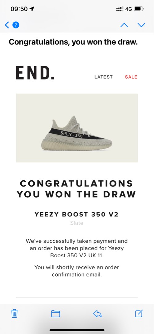 Adidas Yeezy 350 v2 Slate UK 10.5 UK 11 each