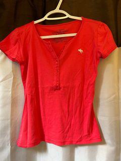 A&F red polo shirt