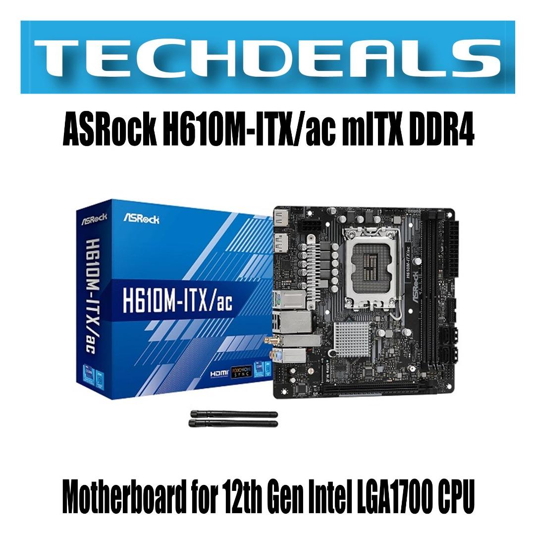 ASRock H610M-ITX/ac mITX DDR4 Motherboard for 12th Gen Intel LGA1700 ...