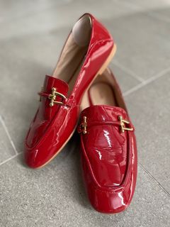 Red leather slip hotsell on loafer