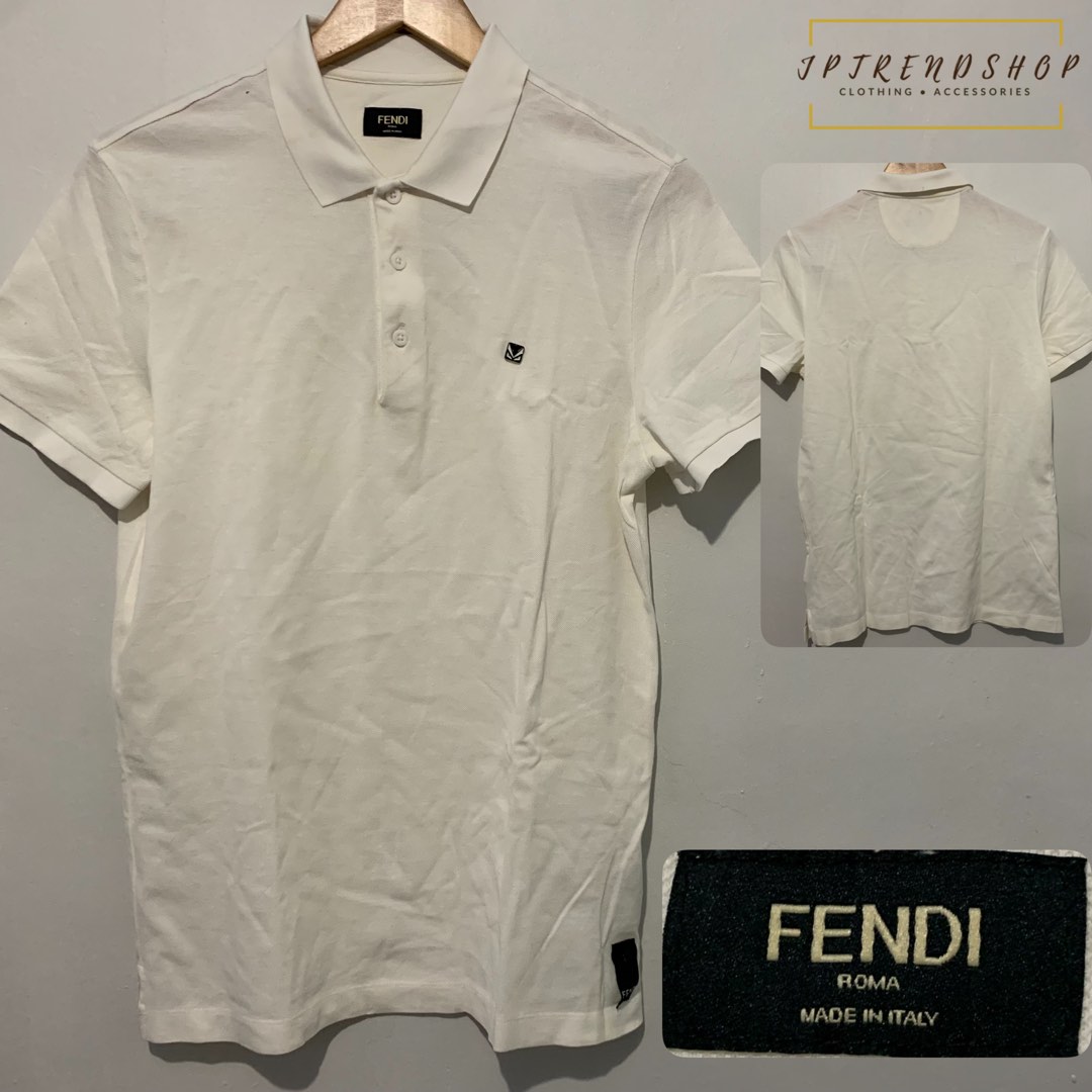 AUTHENTIC FENDI ROMA BASIC POLO SHIRT White Men s Fashion Tops