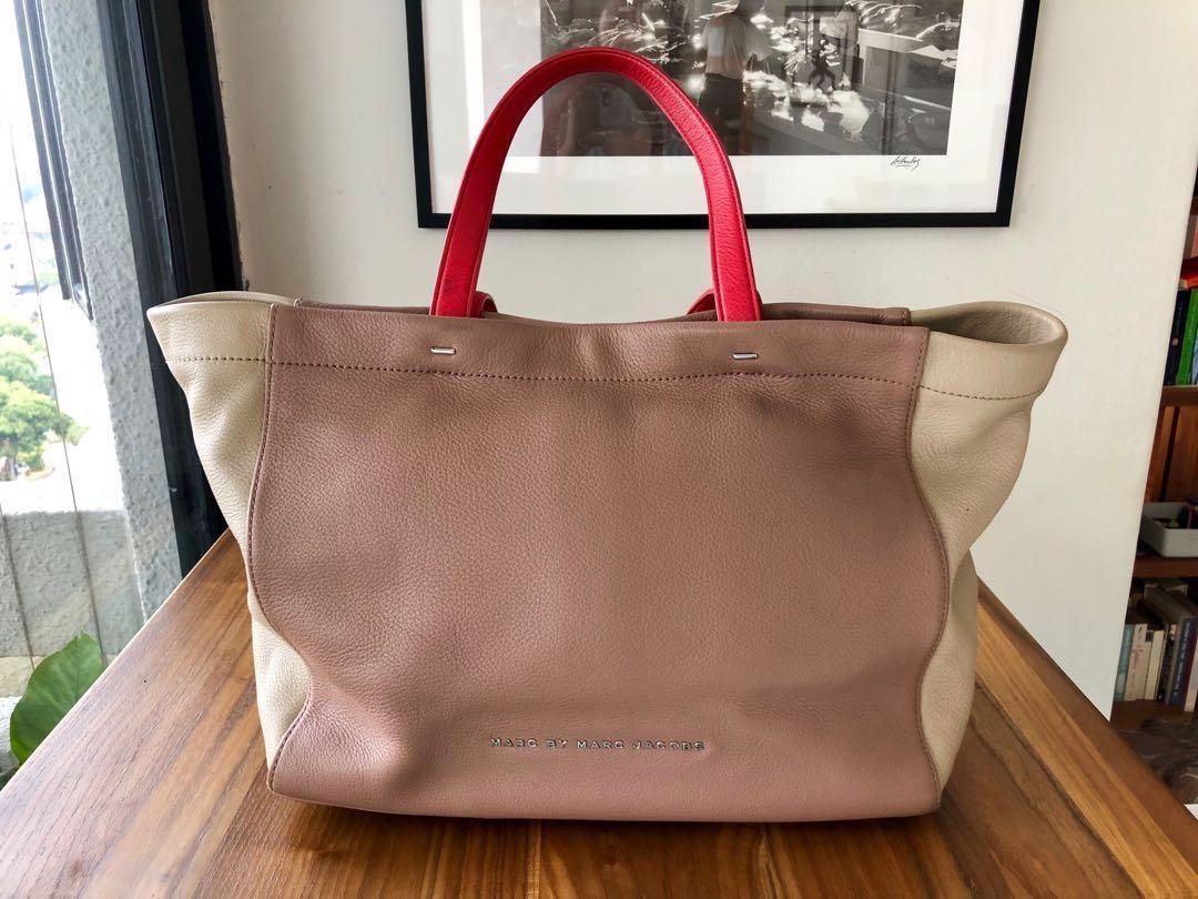 Authentic Marc jacobs what the T tote gym yoga shoulder bag school A4 laptop sling red pink nude