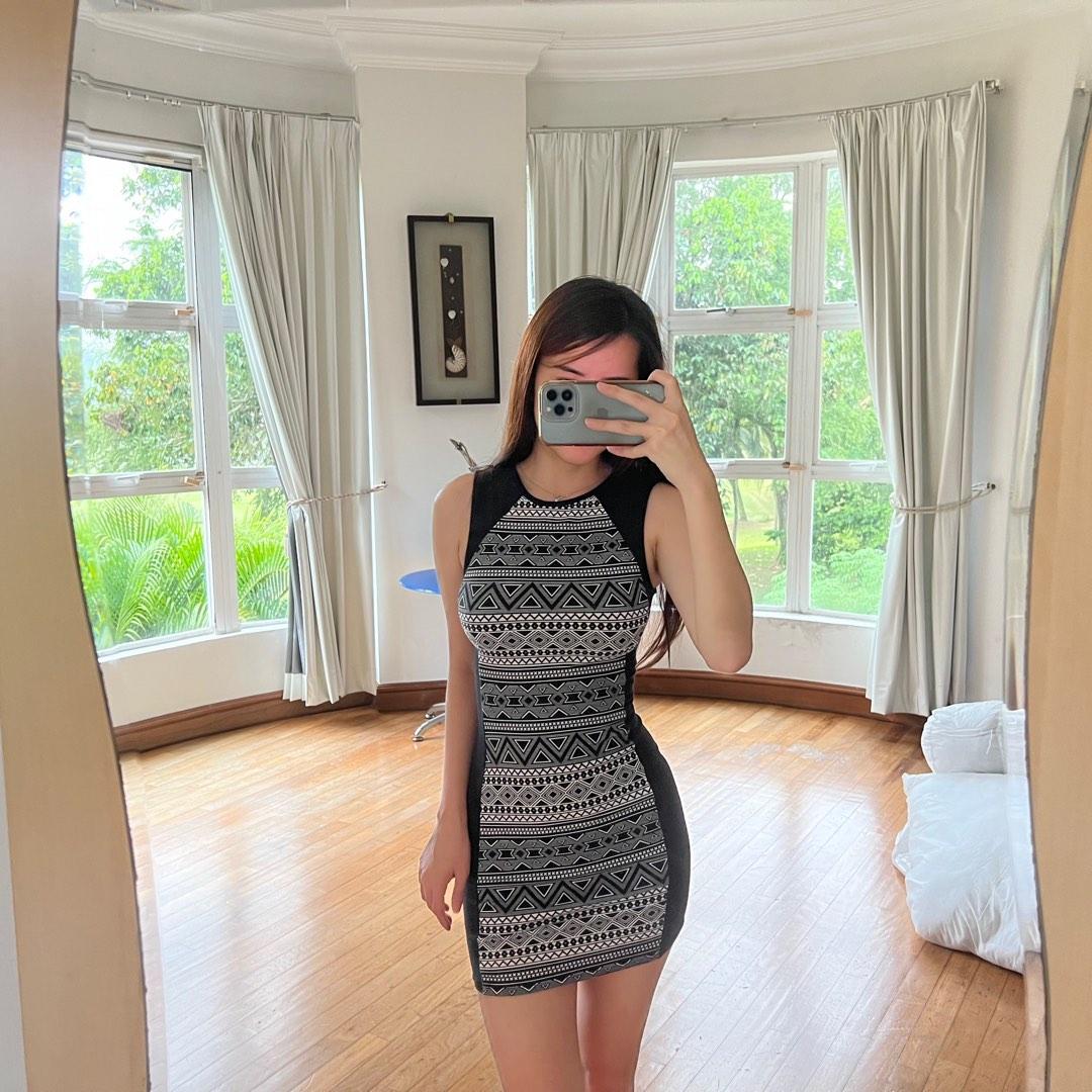 Aztec Print Black Bodycon Mini Dress, Women's Fashion, Dresses & Sets,  Dresses on Carousell