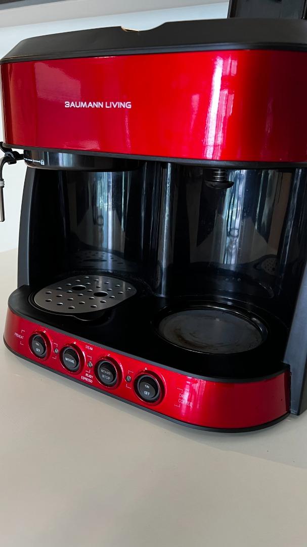 Baumann 2in1 Espresso & Drip Coffee Machine with Milk Frother, TV
