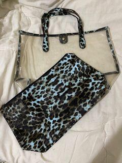 Beach Big Bag 2in1 transparent Leopard Print Bag