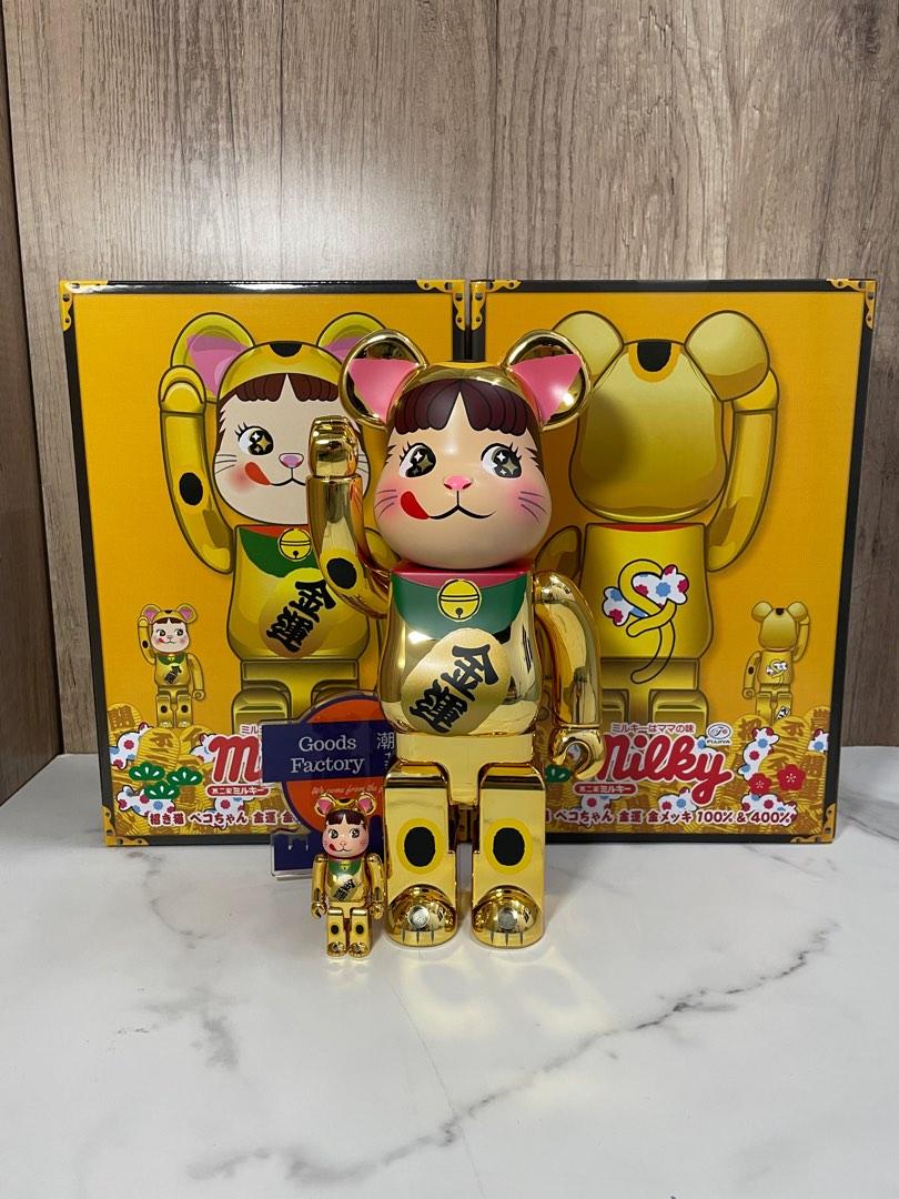 BE@RBRICK招き猫ペコちゃん 桃金メッキ 100% & 400% （MEDICOM