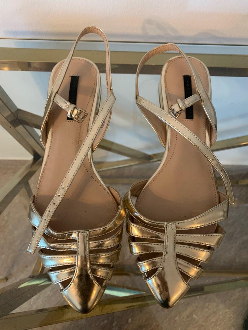 Zara gold hot sale flats