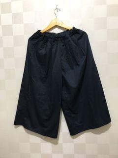 Celana Kulot Panjang 3/4 Navy Polos Bahan Linen