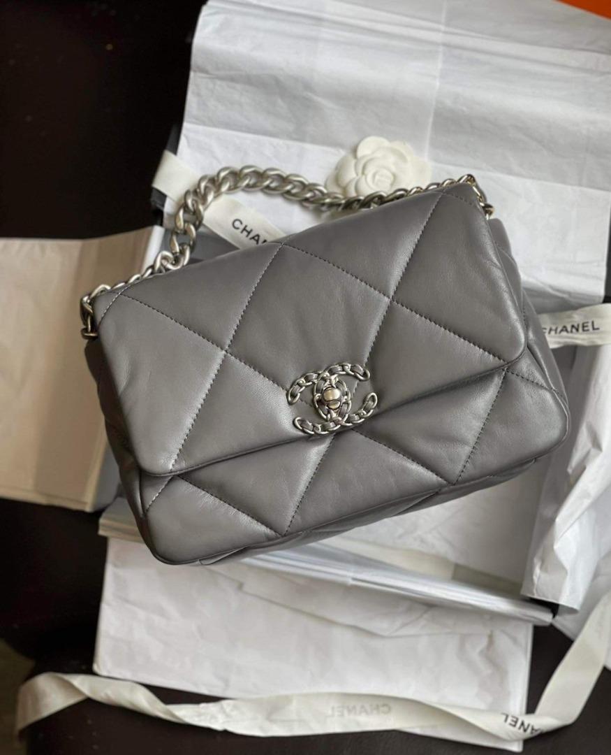 Chanel Silver Quilted Lambskin 19 Flap Bag Gold And Ruthenium Hardware,  2021 Available For Immediate Sale At Sotheby's