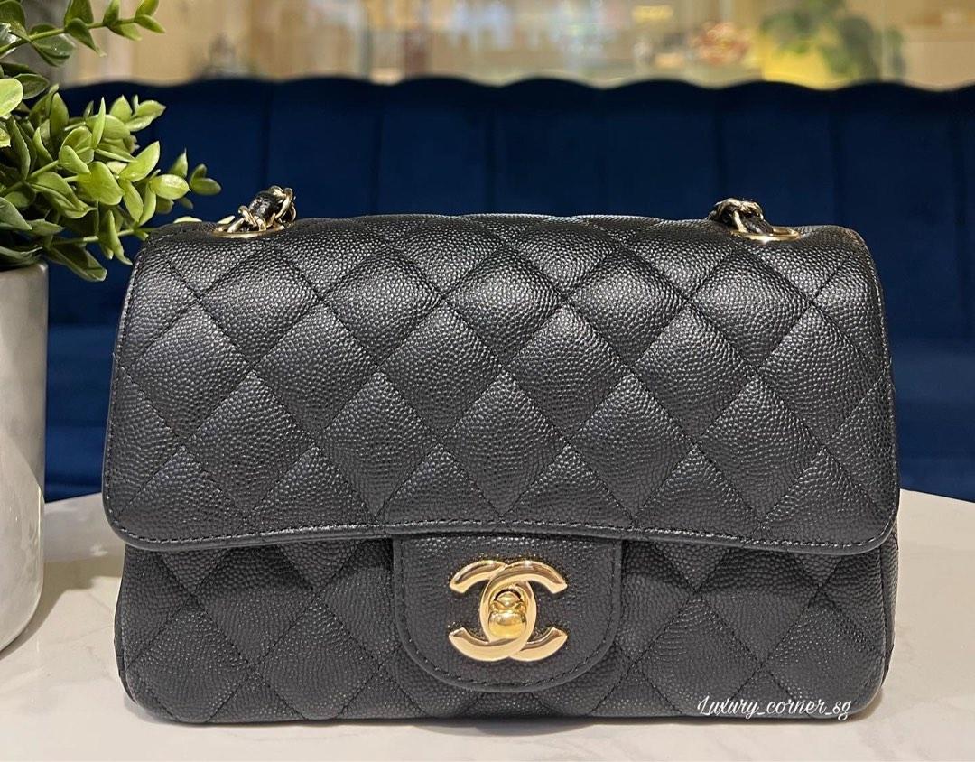CHANEL MINI RECTANGULAR 17C BLACK CAVIAR LGHW, Luxury, Bags