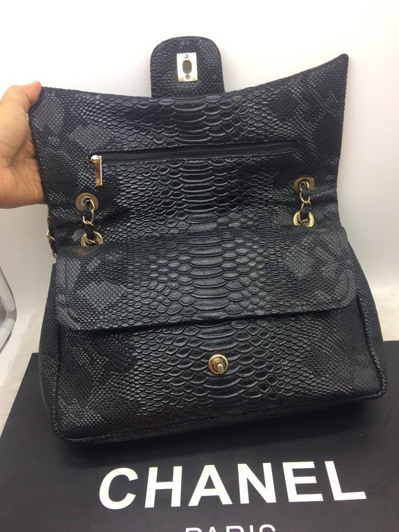 Chanel Original Snake skin Leather Tote Bag A92236 black - PurseValley  Factory
