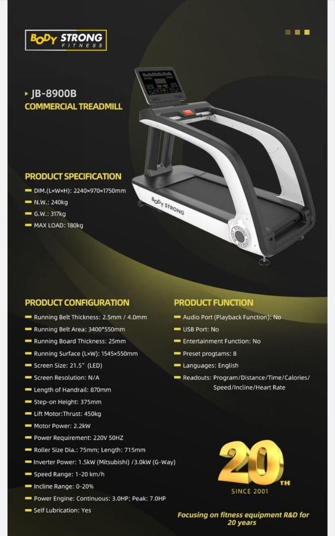 Commercial Treadmill MT1, Sports Equipment, Exercise & Fitness, Cardio