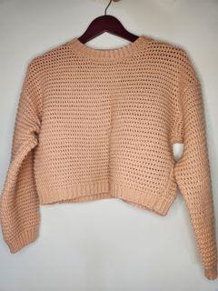 Cropped Knit Sweater Pink