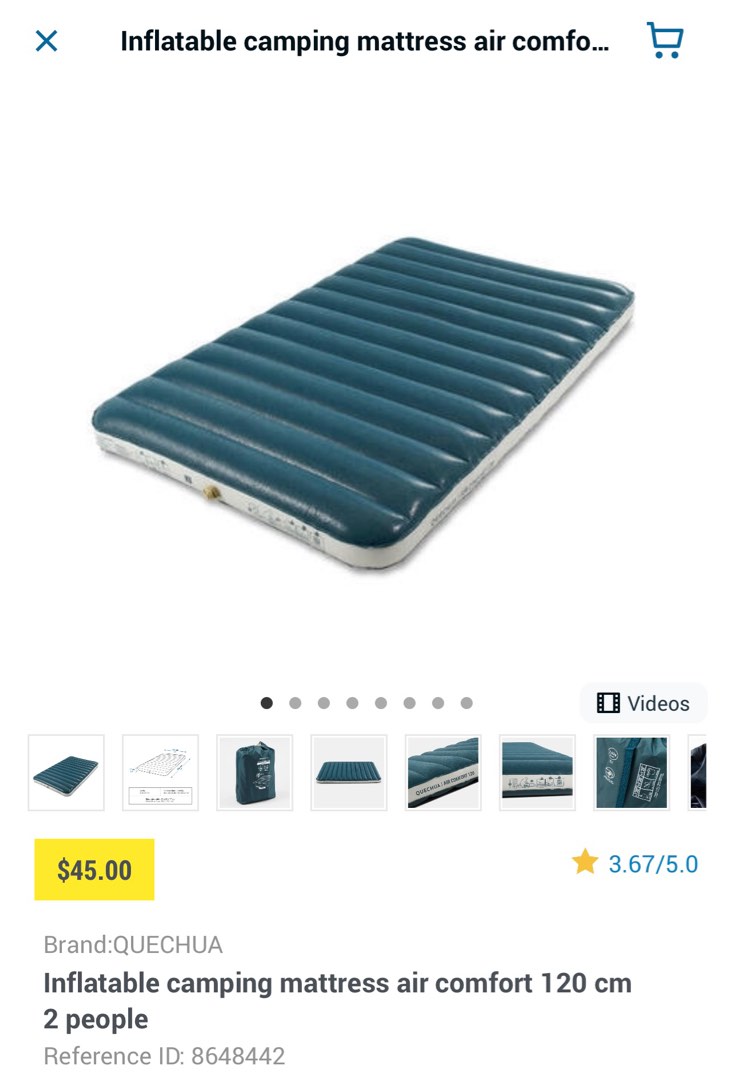 Decathlon Quechua Mattress Air Bed 120cm, Sports Equipment