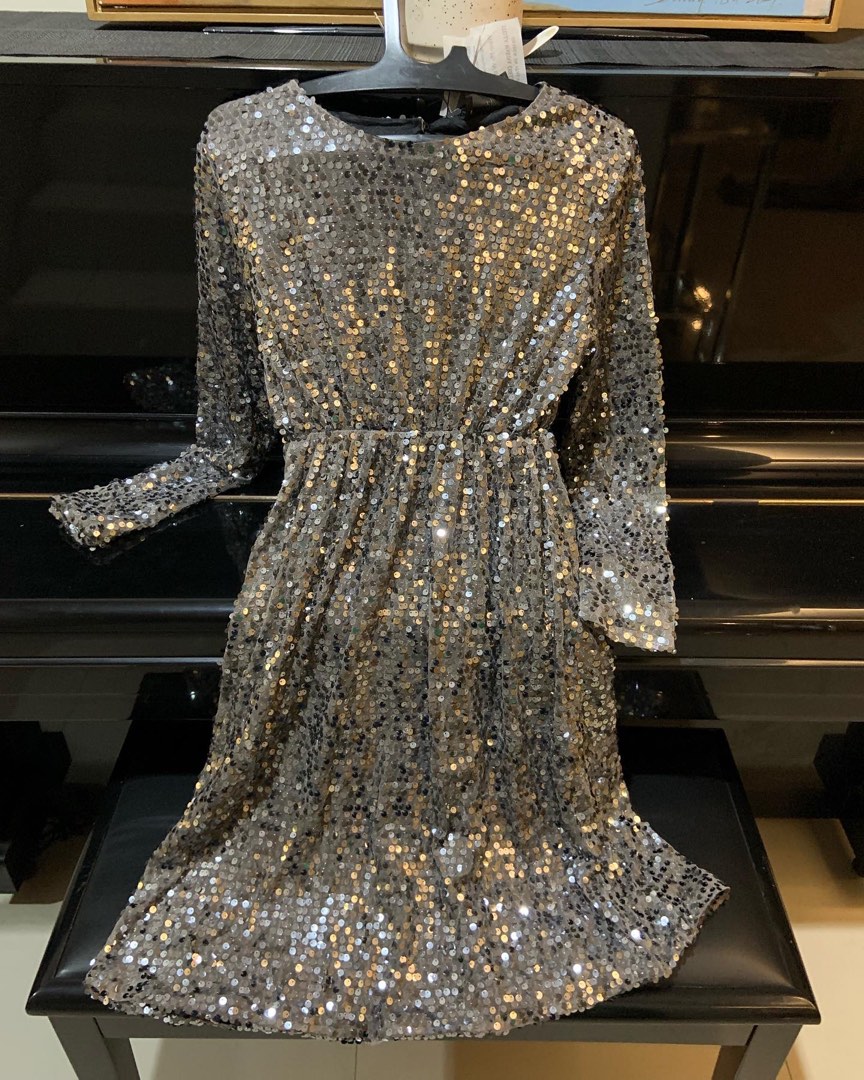 Dress sequin PESTA mewah Fesyen Wanita Pakaian Wanita Gaun