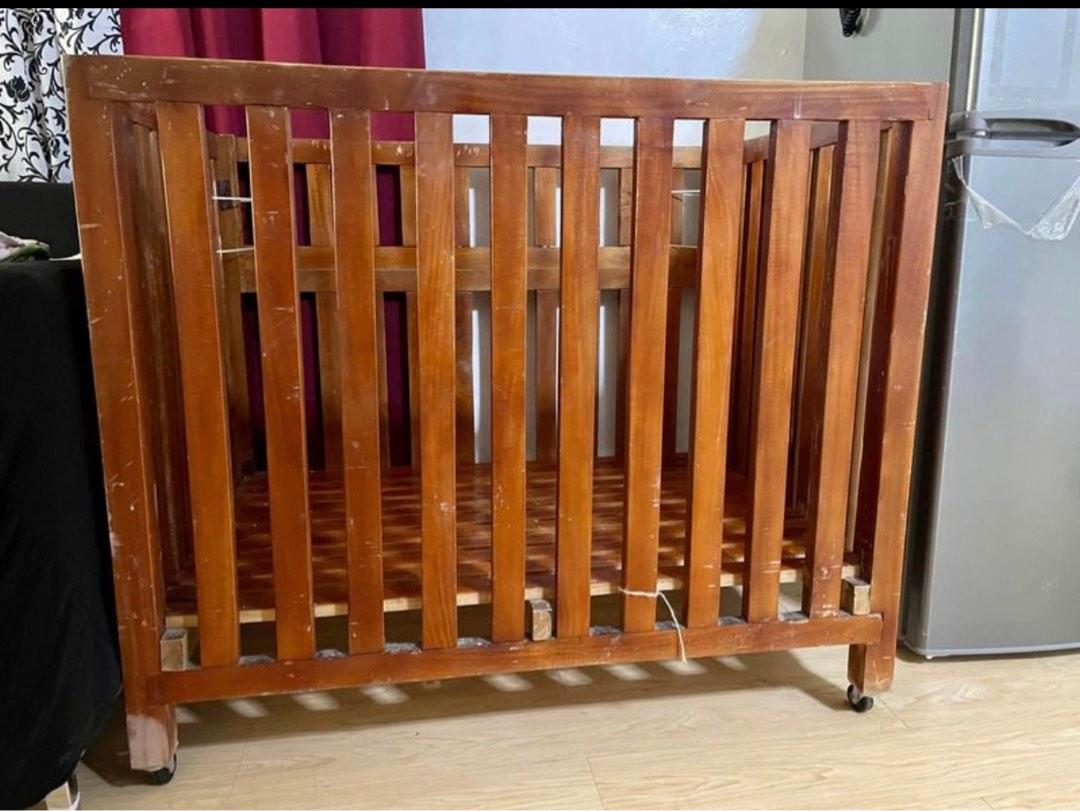 Foldable Wooden Crib, Babies & Kids, Baby Nursery & Kids Furniture, Cots & Cribs on Carousell