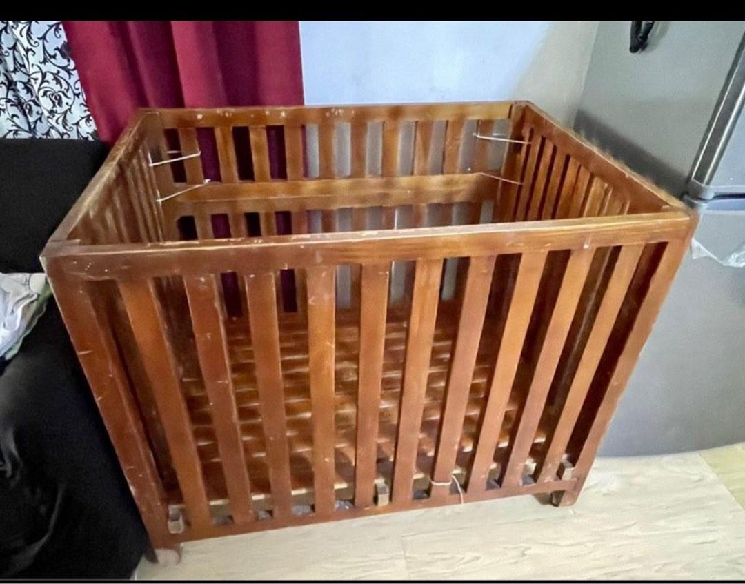 Foldable Wooden Crib, Babies & Kids, Baby Nursery & Kids Furniture, Cots & Cribs on Carousell
