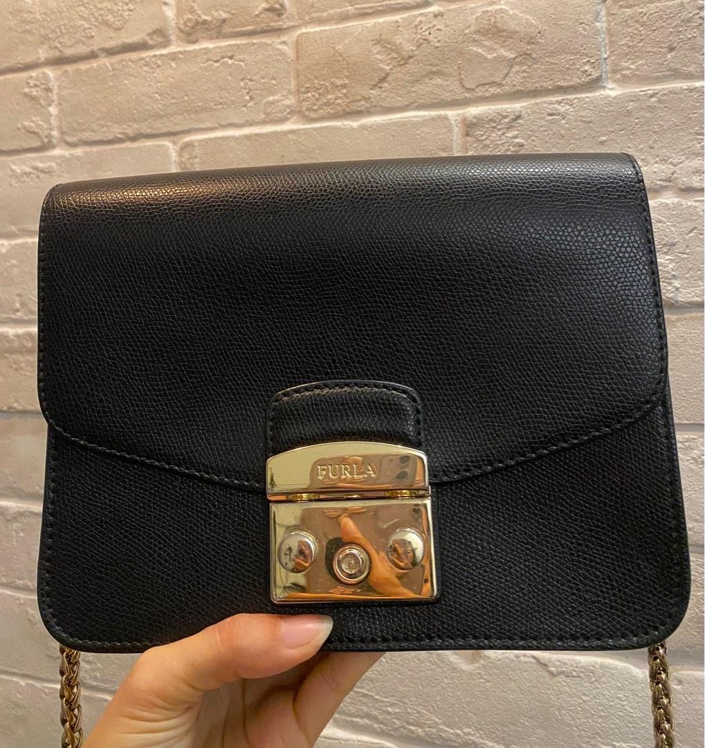 Furla black sling bag cheap
