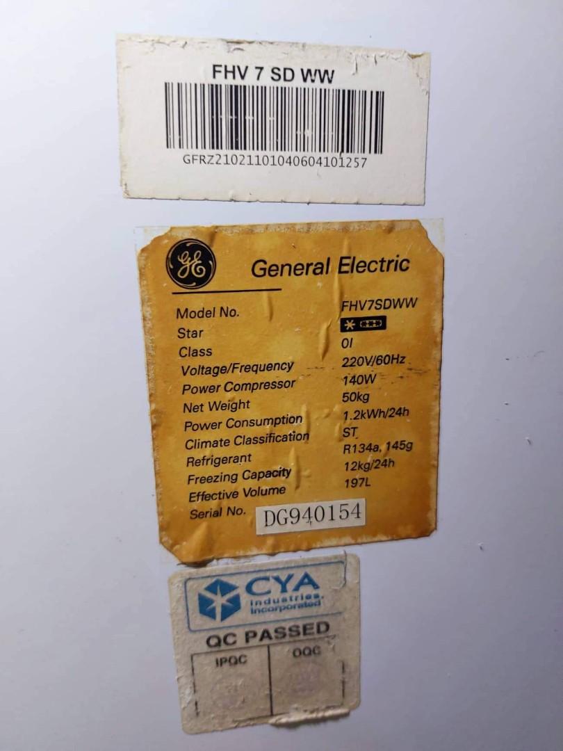 GE Chest Freezer 7 Cu. Ft., TV & Home Appliances, Kitchen Appliances