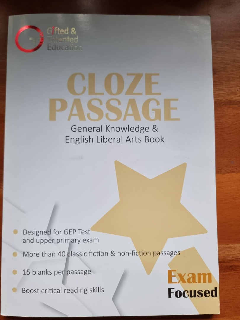 Gifted Talented Education GEP Cloze Passage Hobbies Toys Books